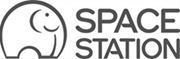 space station black and white logo